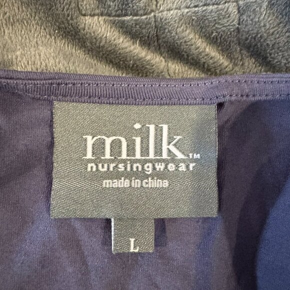 Milk Nursingwear Women's Nursing Tee Asymmetrical Tiered Blue Size L - Picture 5 of 7